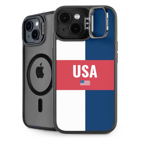 USA Flag Color Block iPhone 13 Kickstand Case