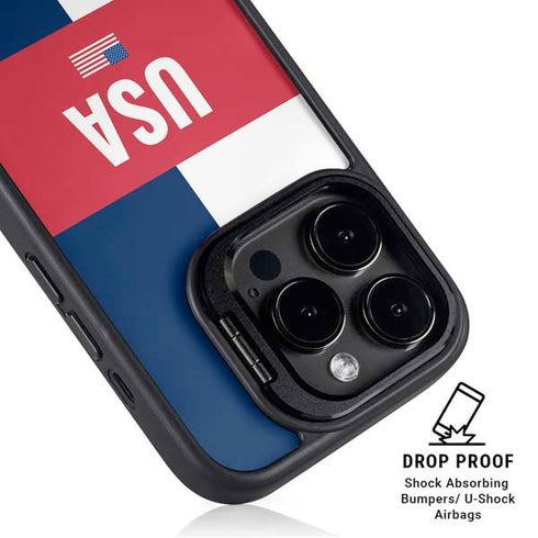 USA Flag Color Block iPhone 13 Pro Kickstand Case