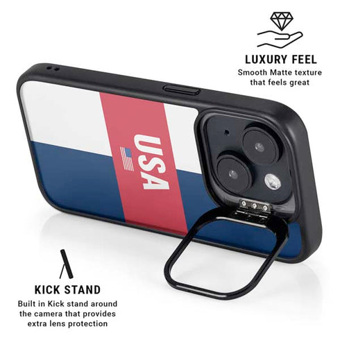 USA Flag Color Block iPhone 14 Kickstand Case
