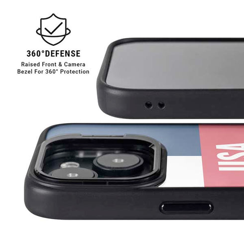 USA Flag Color Block iPhone 14 Kickstand Case