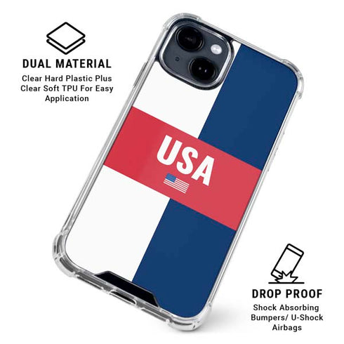 USA Flag Color Block iPhone 15 Clear Case