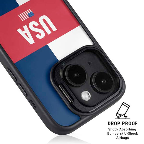 USA Flag Color Block iPhone 15 Kickstand Case