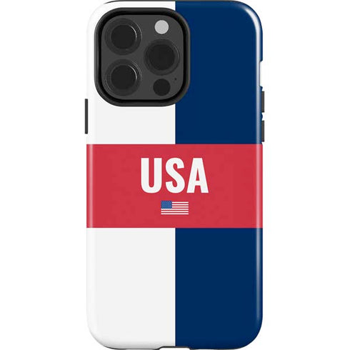 USA Flag Color Block iPhone 15 Pro Impact Case