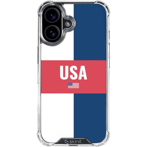 USA Flag Color Block iPhone 16 Clear Case