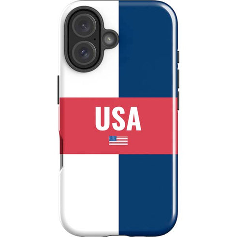 USA Flag Color Block iPhone 16 Impact Case