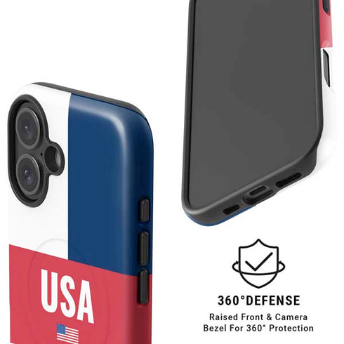 USA Flag Color Block iPhone 16 Magsafe Impact Case