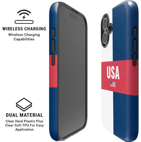 USA Flag Color Block iPhone 16 Magsafe Impact Case
