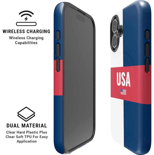 USA Flag Color Block iPhone 16 Plus Magsafe Impact Case