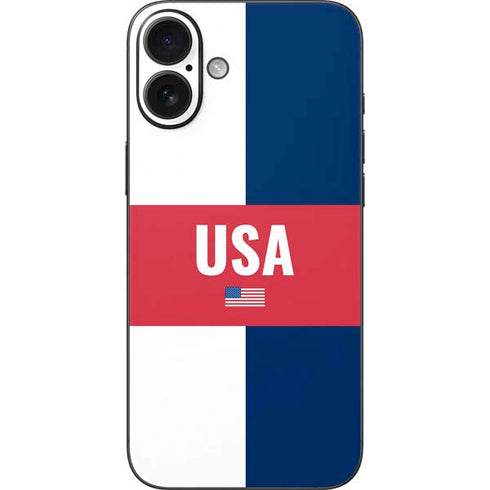USA Flag Color Block iPhone 16 Plus Skin