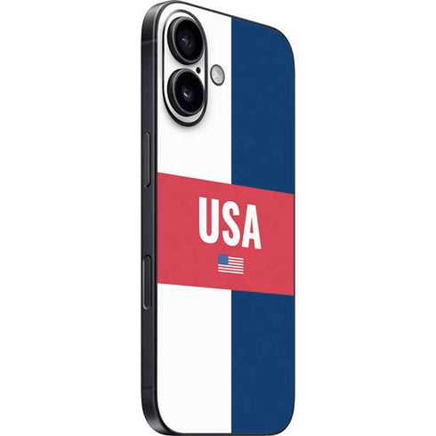 USA Flag Color Block iPhone 16 Plus Skin