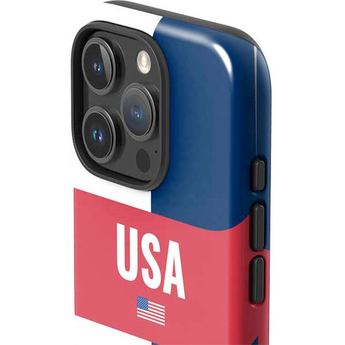 USA Flag Color Block iPhone 16 Pro Impact Case