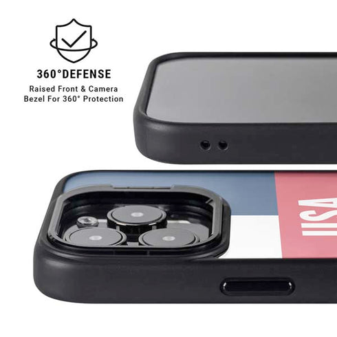 USA Flag Color Block iPhone 16 Pro Kickstand Case