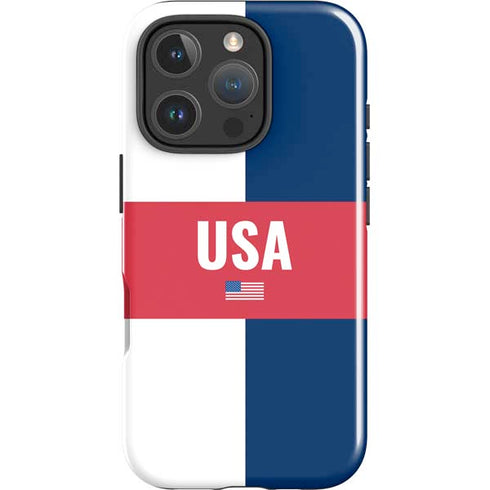 USA Flag Color Block iPhone 16 Pro Max Impact Case