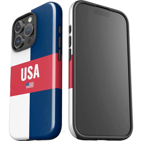 USA Flag Color Block iPhone 16 Pro Max Impact Case