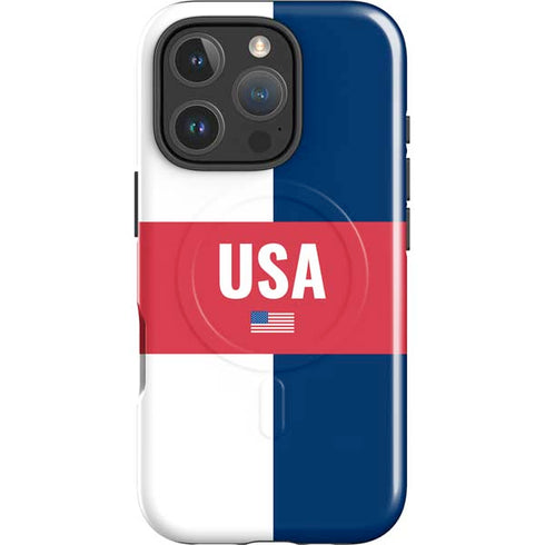USA Flag Color Block iPhone 16 Pro Max Magsafe Impact Case