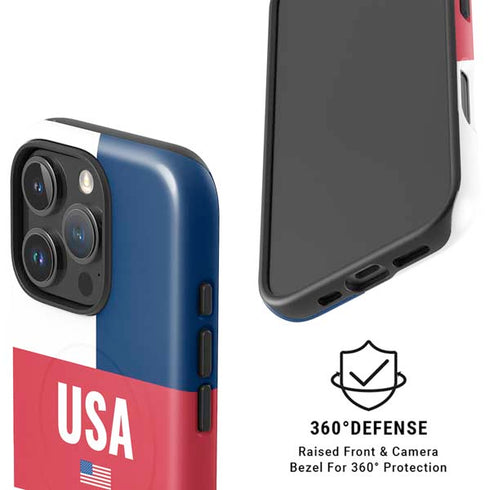 USA Flag Color Block iPhone 16 Pro Max Magsafe Impact Case