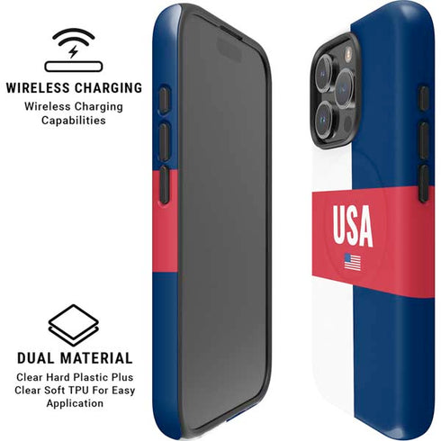 USA Flag Color Block iPhone 16 Pro Max Magsafe Impact Case
