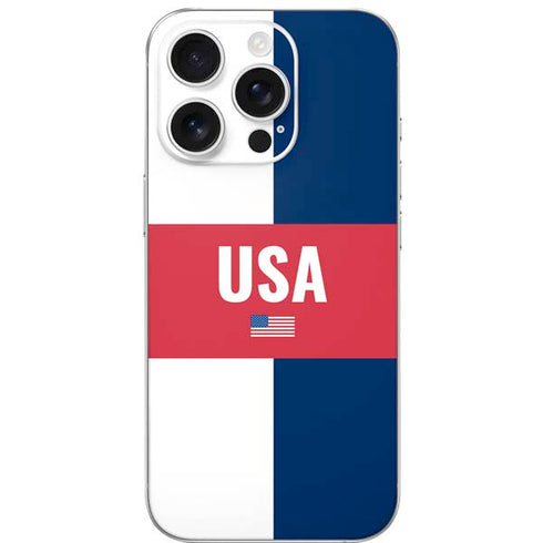 USA Flag Color Block iPhone 16 Pro Skin