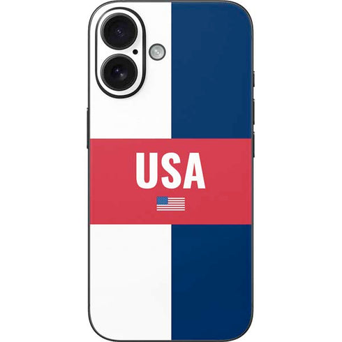 USA Flag Color Block iPhone 16 Skin