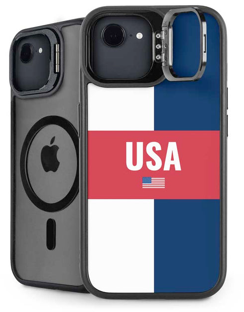 USA Flag Color Block iPhone 16e Kickstand Case