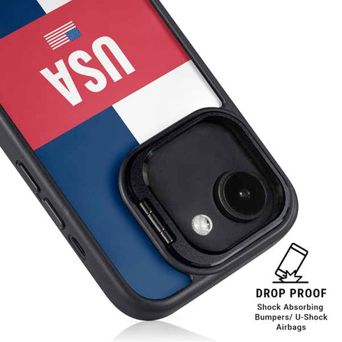 USA Flag Color Block iPhone 16e Kickstand Case