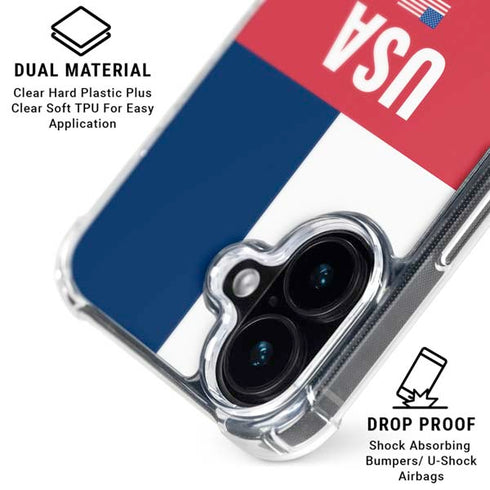 USA Flag Color Block iPhone 17 Clear Case