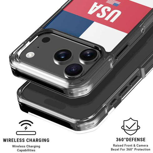 USA Flag Color Block iPhone 18 Pro Clear Case