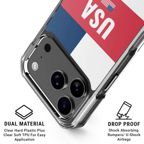 USA Flag Color Block iPhone 18 Pro Clear Case