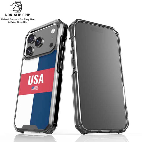USA Flag Color Block iPhone 18 Pro Clear Case