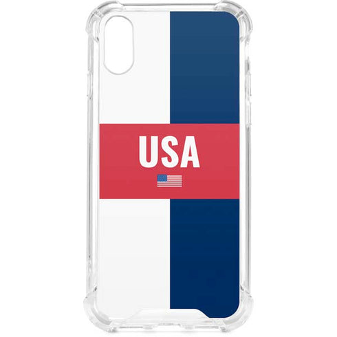 USA Flag Color Block iPhone XS Clear Case