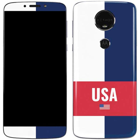 USA Flag Color Block Moto E5 Plus Skin