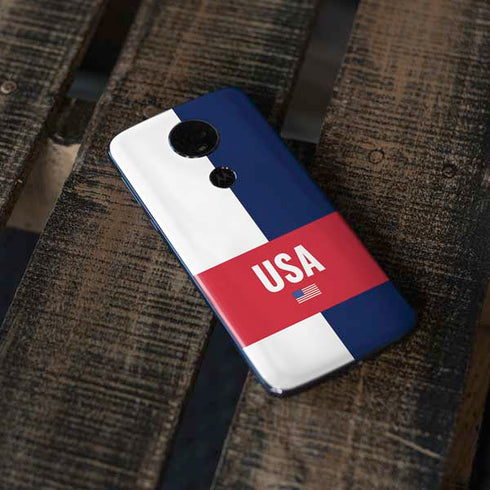 USA Flag Color Block Moto E5 Plus Skin