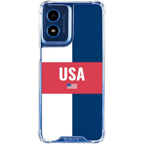 USA Flag Color Block Moto G Play 4G (2024) Clear Case