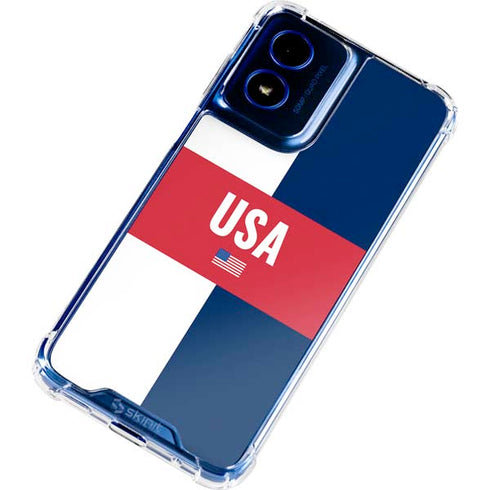 USA Flag Color Block Moto G Play 4G (2024) Clear Case