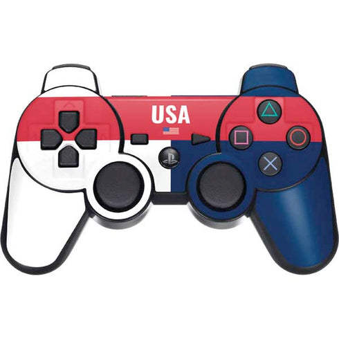 USA Flag Color Block PS3 Dual Shock wireless controller Skin