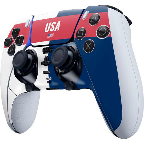 USA Flag Color Block PS5 DualSense Edge Pro Controller Skin