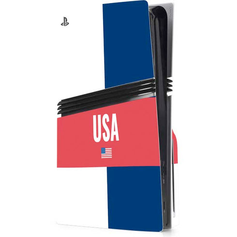 USA Flag Color Block PS5 Pro Disk Console Skin