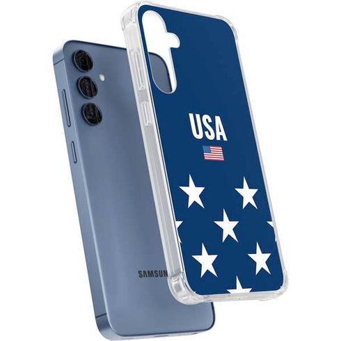 USA Flag Stars Galaxy A55 5G Clear Case