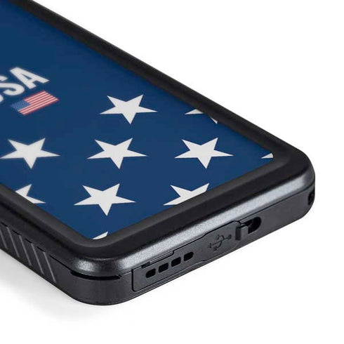 USA Flag Stars Galaxy S24 Waterproof Case