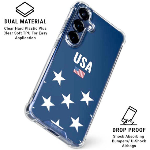 USA Flag Stars Galaxy S25 Clear Case
