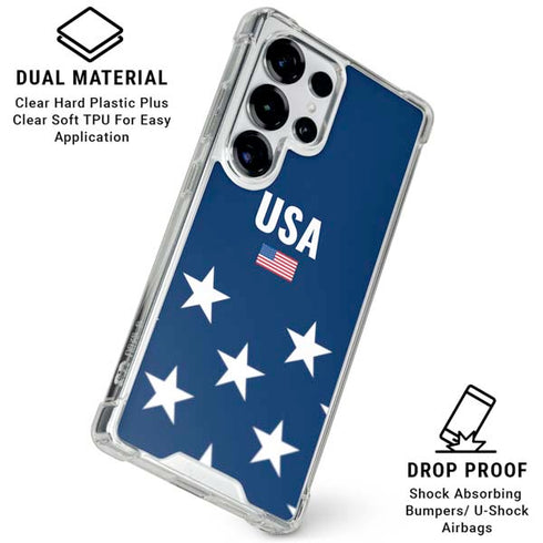 USA Flag Stars Galaxy S25 Ultra Clear Case