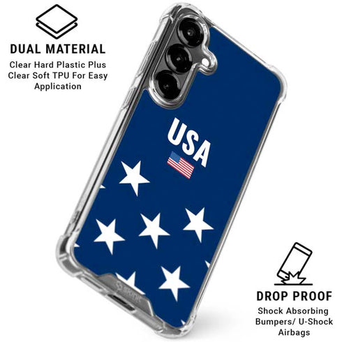 USA Flag Stars Galaxy S26 Clear Case
