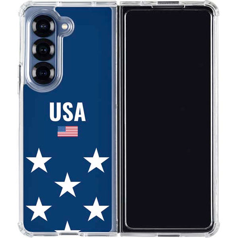USA Flag Stars Galaxy Z Fold6 Clear Case