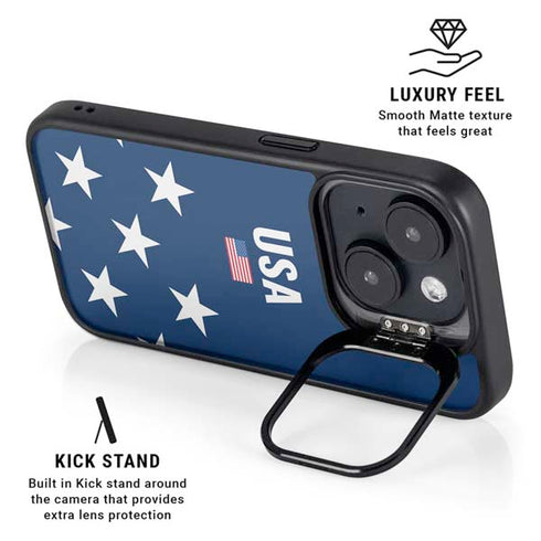 USA Flag Stars iPhone 15 Plus Kickstand Case