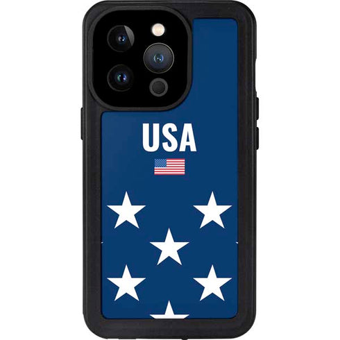 USA Flag Stars iPhone 15 Pro Waterproof Case