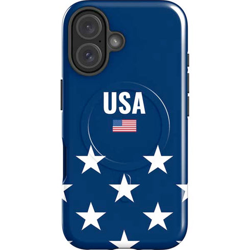 USA Flag Stars iPhone 16 Magsafe Impact Case