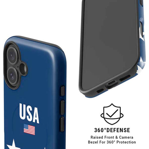 USA Flag Stars iPhone 16 Magsafe Impact Case