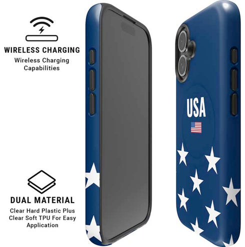 USA Flag Stars iPhone 16 Magsafe Impact Case