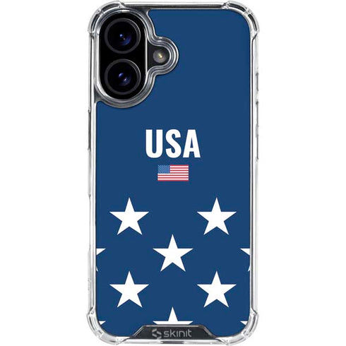 USA Flag Stars iPhone 16 Plus Clear Case
