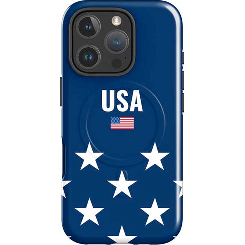USA Flag Stars iPhone 16 Pro Magsafe Impact Case